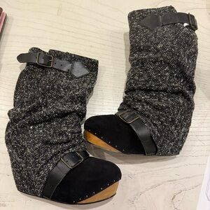 Irregular Choice Black Tweed Ankle Boots